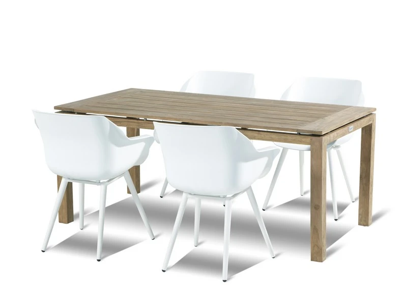 Hartman Tuinset Sophie Studio Wit Met Beach7 Old Teak Tafel 180