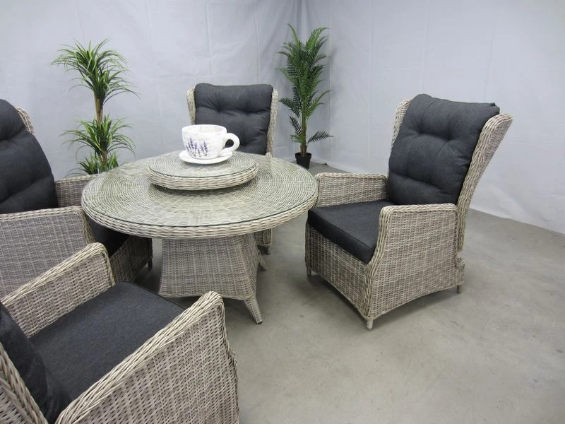 Te Velde Tuinmeubelen Tuinset Bombay Met Ronde Tafel + Lazy Susan - Afbeelding 2