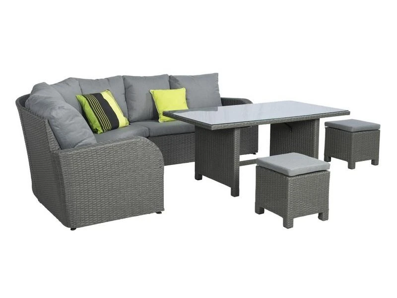 Beach7 Bandung Trapeze Lounge Dining Set Rechts Glastafel